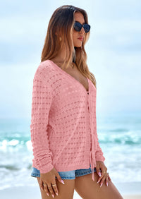 PRETTYGARDEN Crochet Cardigan Sweaters for Women Trendy Spring Summer Long Sleeve Tie Front Tops Boho Beach Vacation Clothes PRETTYGARDEN