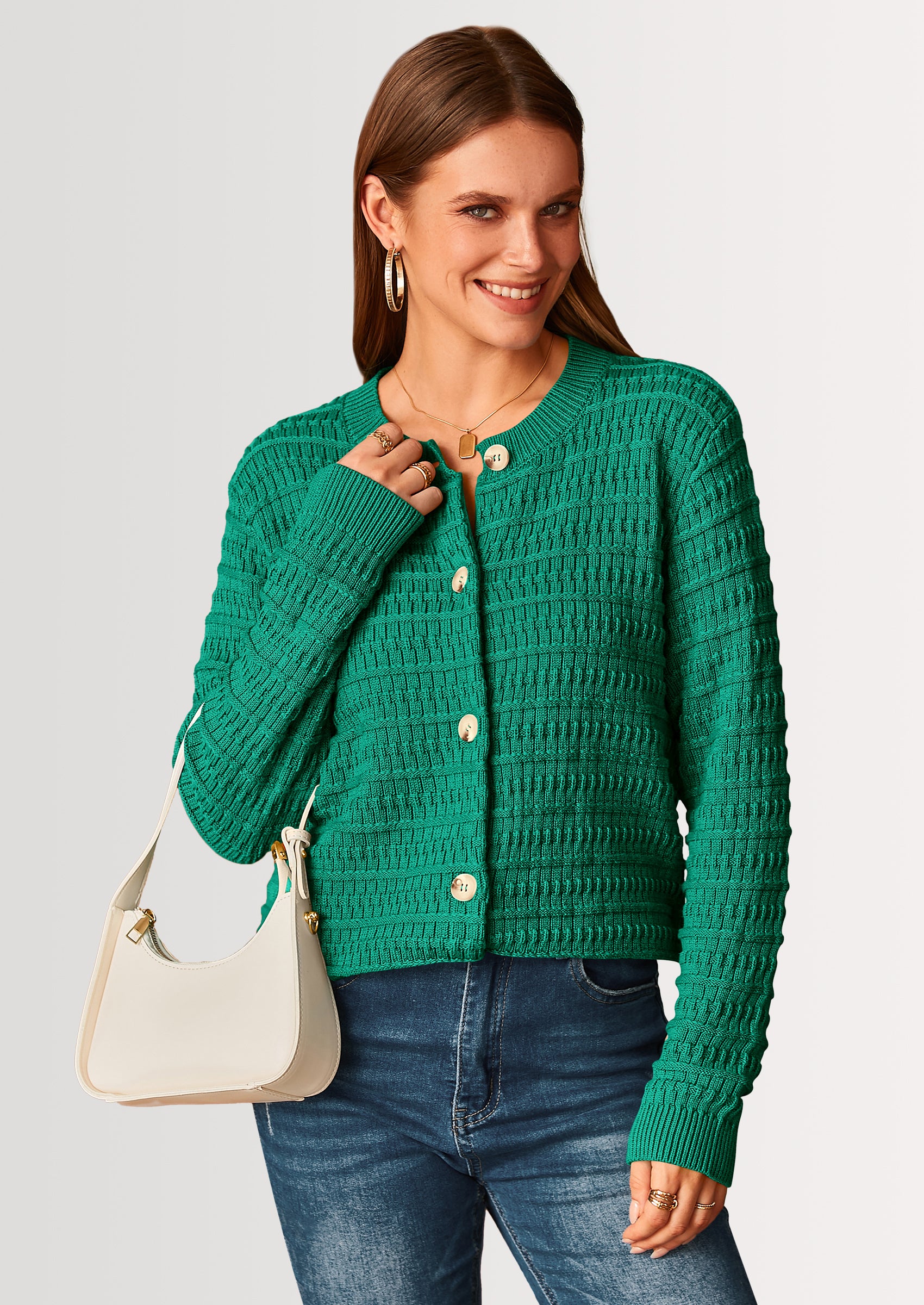 PRETTYGARDEN Women's Knit Cardigan Sweaters Casual Long Sleeve Open Front Button Down Trendy Jackets Outerwear