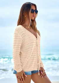 PRETTYGARDEN Crochet Cardigan Sweaters for Women Trendy Spring Summer Long Sleeve Tie Front Tops Boho Beach Vacation Clothes PRETTYGARDEN