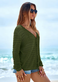 PRETTYGARDEN Crochet Cardigan Sweaters for Women Trendy Spring Summer Long Sleeve Tie Front Tops Boho Beach Vacation Clothes PRETTYGARDEN