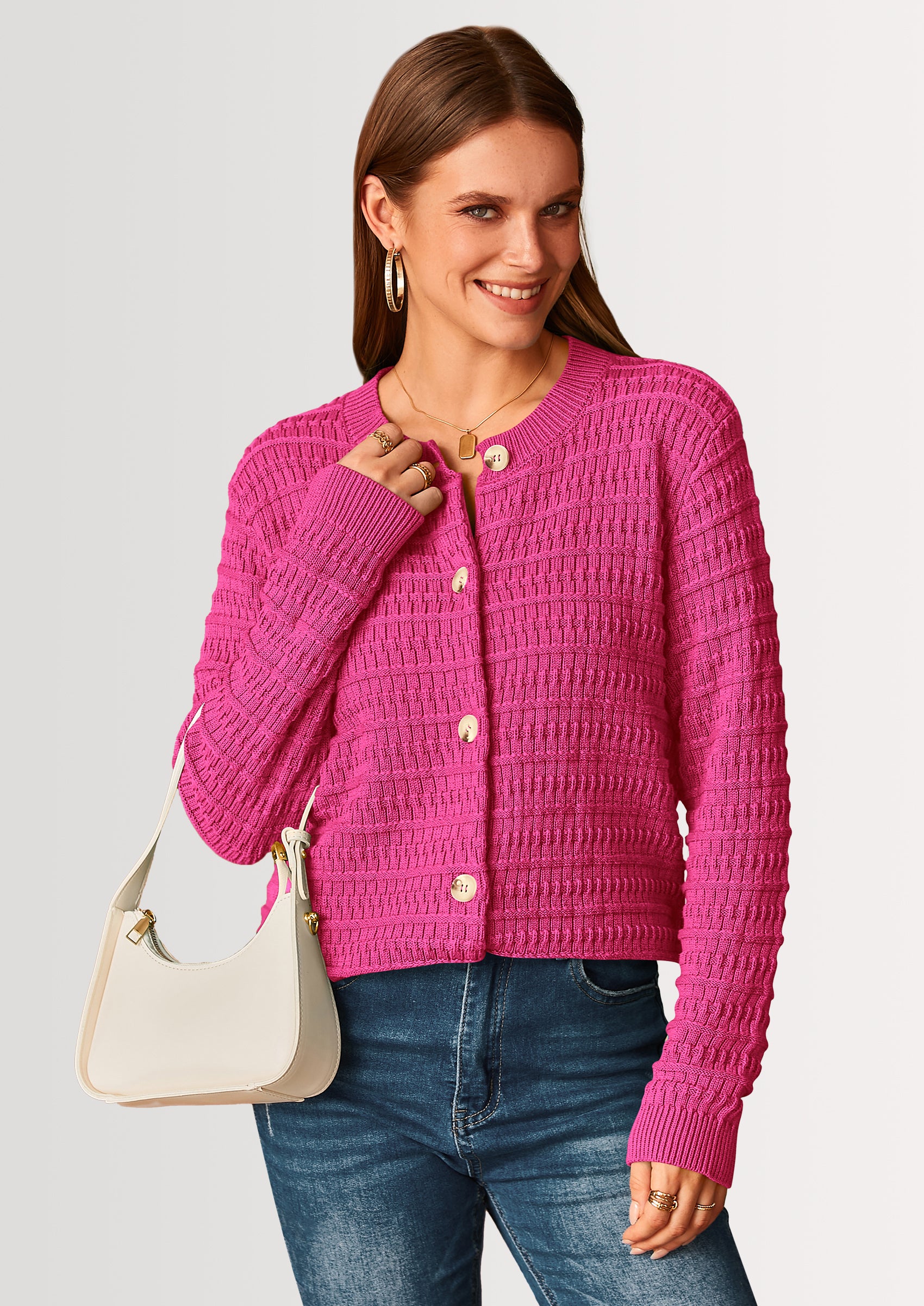 PRETTYGARDEN Women's Knit Cardigan Sweaters Casual Long Sleeve Open Front Button Down Trendy Jackets Outerwear