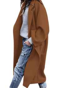 PRETTYGARDEN Womens Winter Coats Trendy Long Sleeve Notch Lapel Button Long Jackets Casual Oversized Vacation Outfits