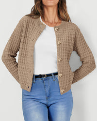 Knit Cardigan Long Sleeve Open Front Button Down Jacket