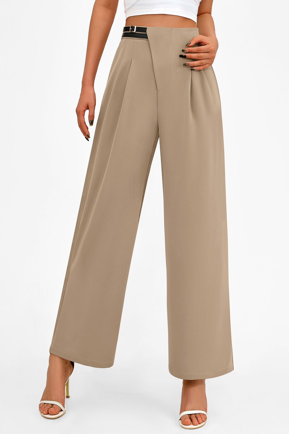 Women's Wide Leg Pants Dressy High Waisted Business Casual Work Office Suit Palazzo Pant Trousers