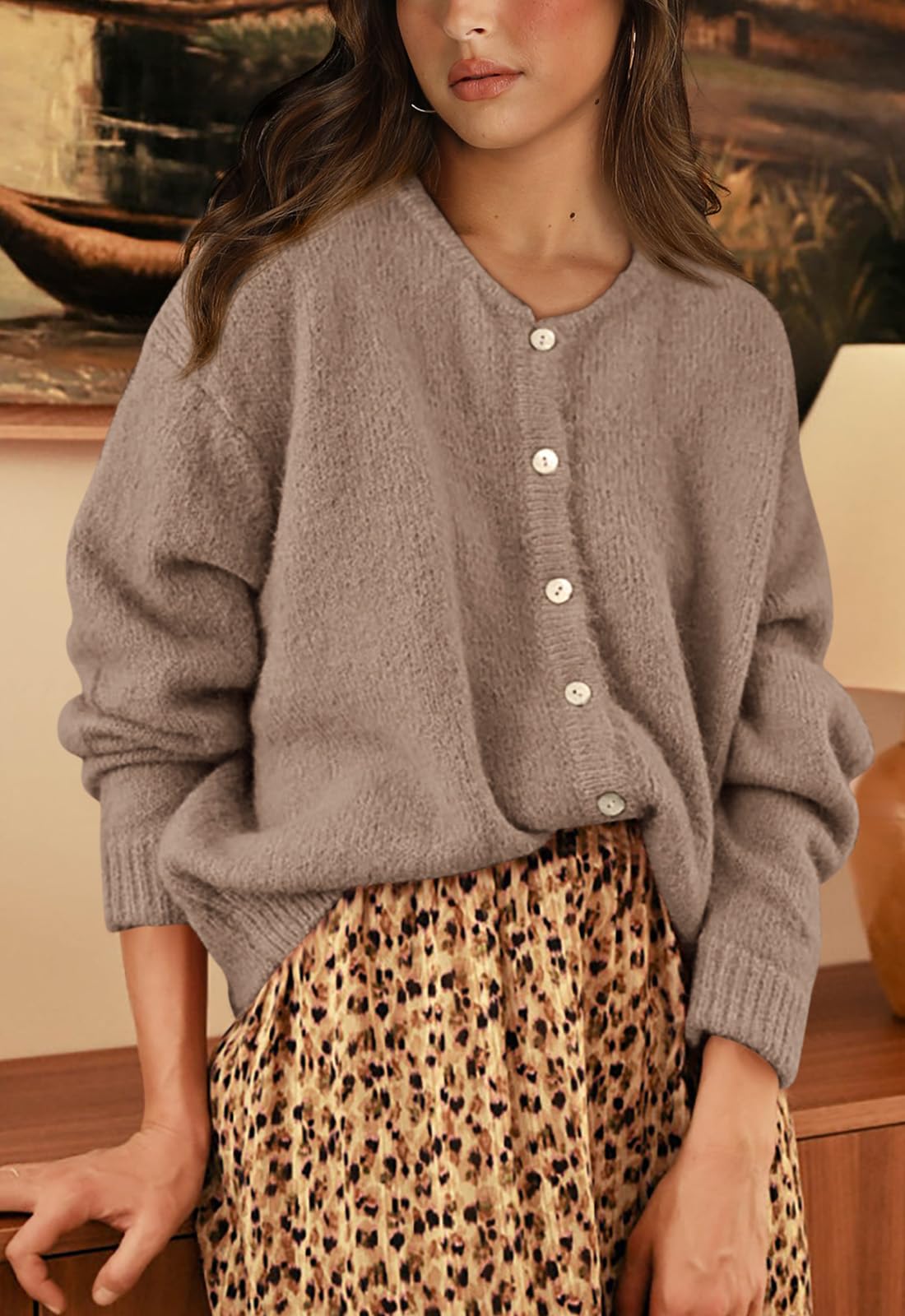 PRETTYGARDEN Long Sleeve Crewneck Button Down Womens Sweaters Fall Open Front Chunky Cardigan Sweaters for Women PRETTYGARDEN