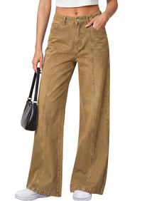 PRETTYGARDEN Women's Wide Leg Jeans High Waisted Stretchy Baggy Seamed Front Denim Palazzo Pants Summer Fashion Clothes