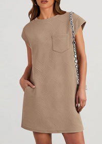 PRETTYGARDEN Women's Summer Short T Shirt Dress Cap Sleeve Crew Neck Casual Loose Basic Mini Dresses