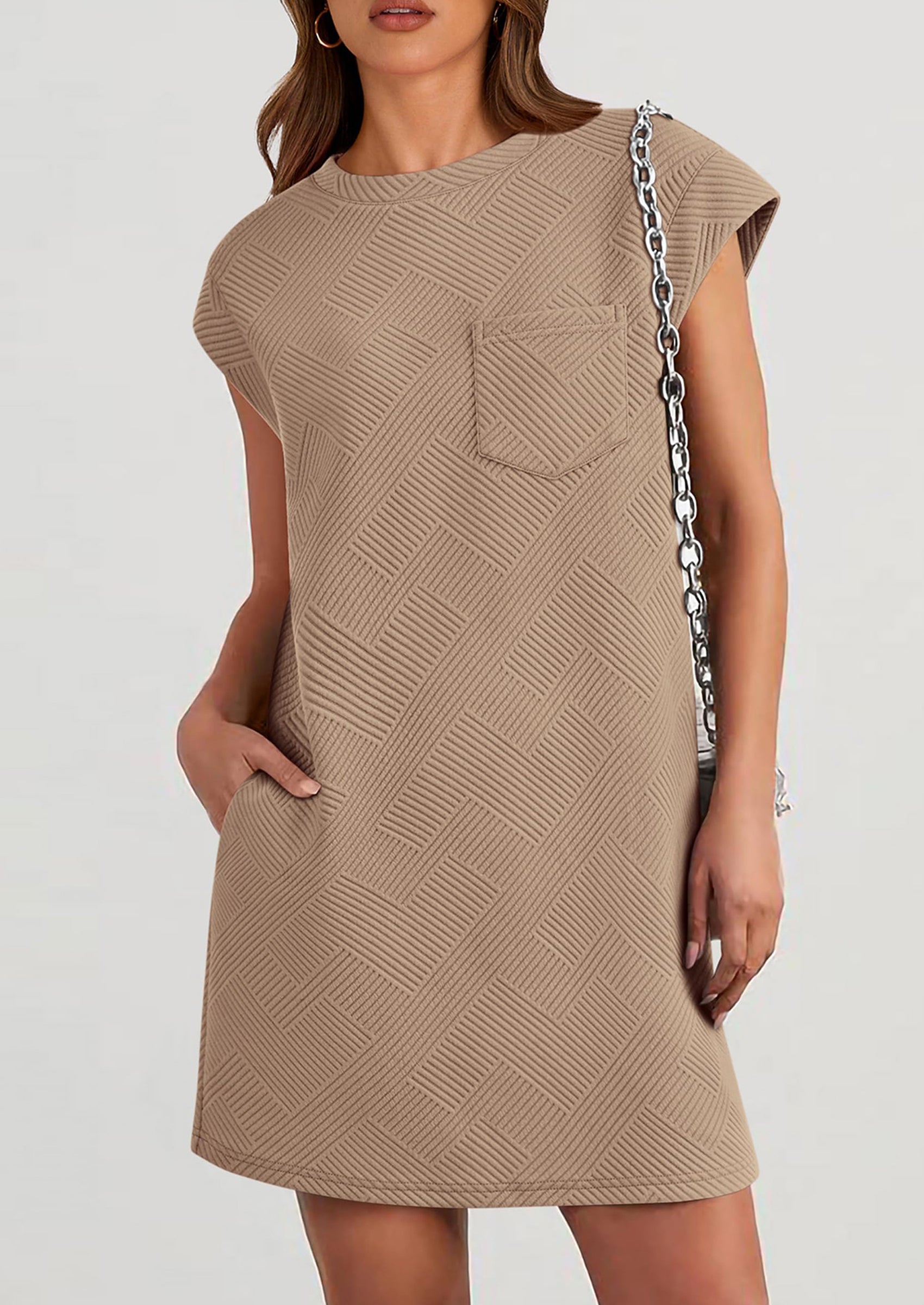 PRETTYGARDEN Women's Summer Short T Shirt Dress Cap Sleeve Crew Neck Casual Loose Basic Mini Dresses