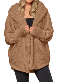 PRETTYGARDEN Women's Winter Warm Coats Hooded Faux Fur Sherpa Jacket  Fuzzy Fleece, Thumb Holes, Long Sleeve Pockets, Teddy Bear Jackets, Trendy Casual Fall Clothes, Holiday Going Out Outfits