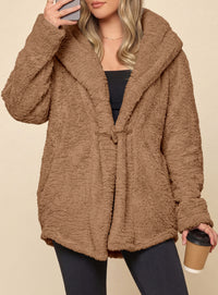 PRETTYGARDEN Women's Winter Warm Coats Hooded Faux Fur Sherpa Jacket  Fuzzy Fleece, Thumb Holes, Long Sleeve Pockets, Teddy Bear Jackets, Trendy Casual Fall Clothes, Holiday Going Out Outfits