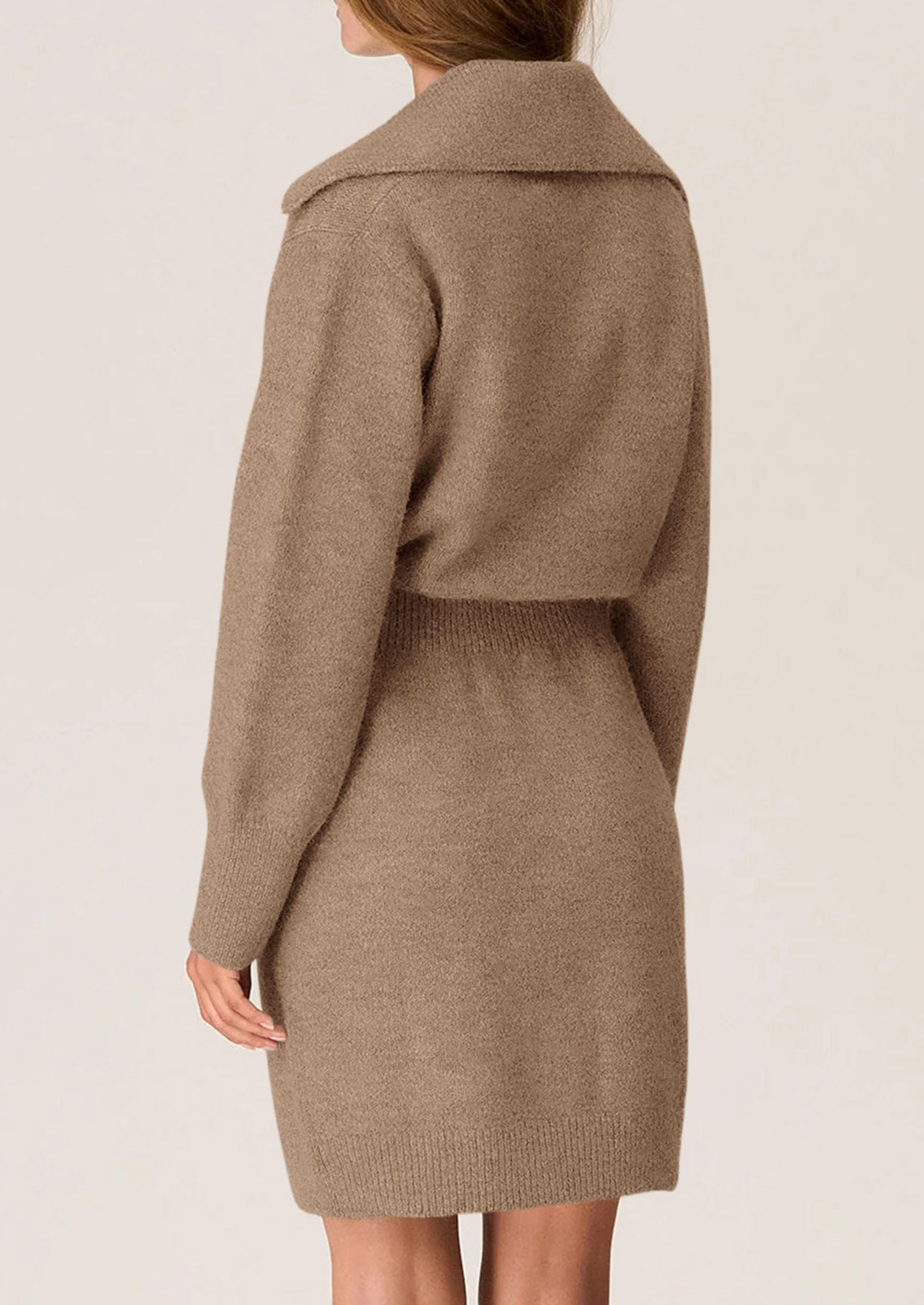 PRETTYGARDEN Sweater Dresses for Women Trendy Long Sleeve Button Down Short Spring Dress