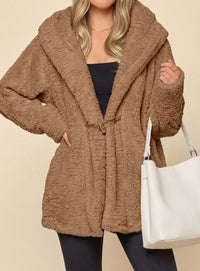 PRETTYGARDEN Women's Winter Warm Coats Hooded Faux Fur Sherpa Jacket  Fuzzy Fleece, Thumb Holes, Long Sleeve Pockets, Teddy Bear Jackets, Trendy Casual Fall Clothes, Holiday Going Out Outfits