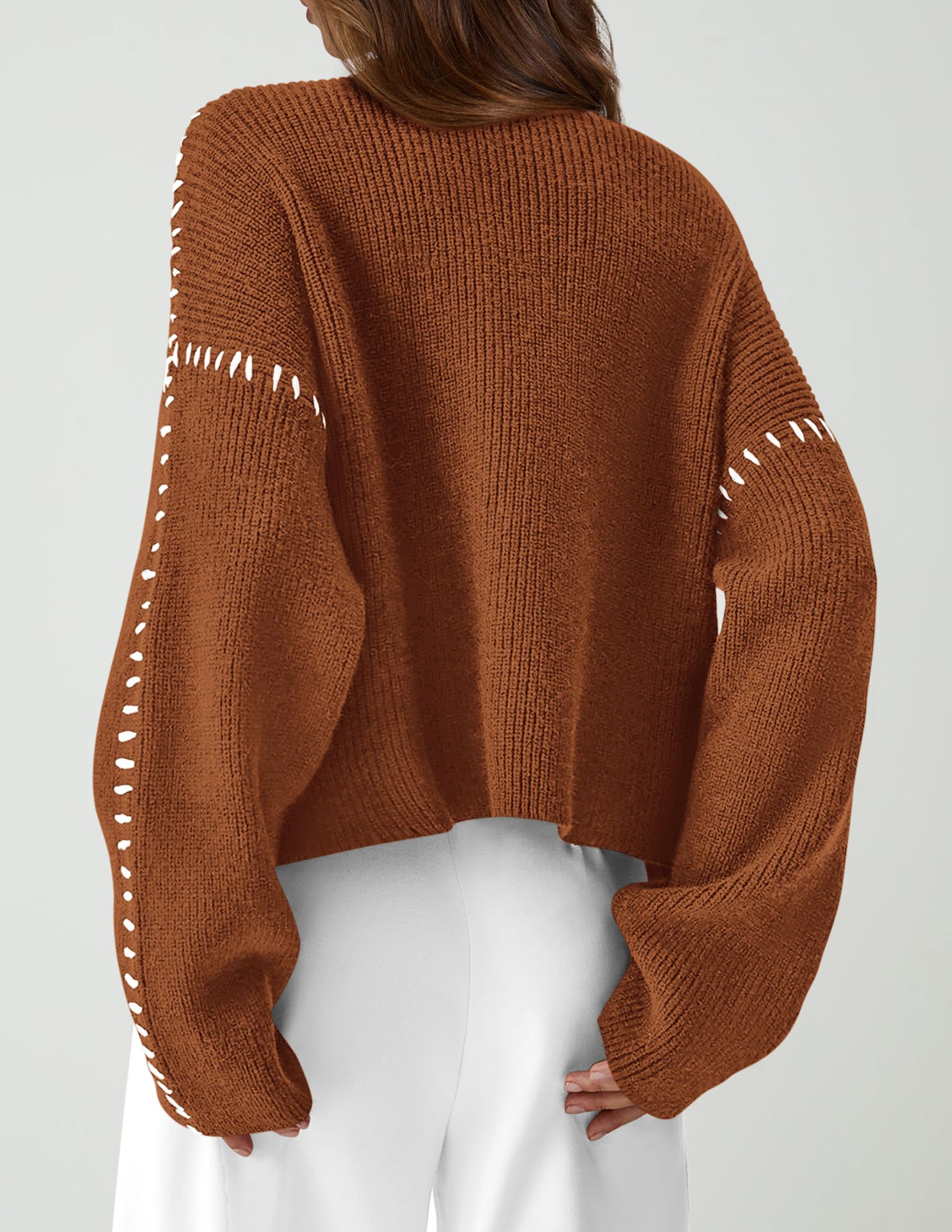 PRETTYGARDEN Women's Chunky Knit Sweaters Fall Long Sleeve Mock Neck Oversized Pullover Tops Winter Fashion Clothes