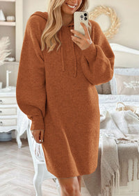 Womens Knit Pullover Sweaters 2024 Fall Fashion Clothes Long Sleeve Winter Hoodie Sweater Dress