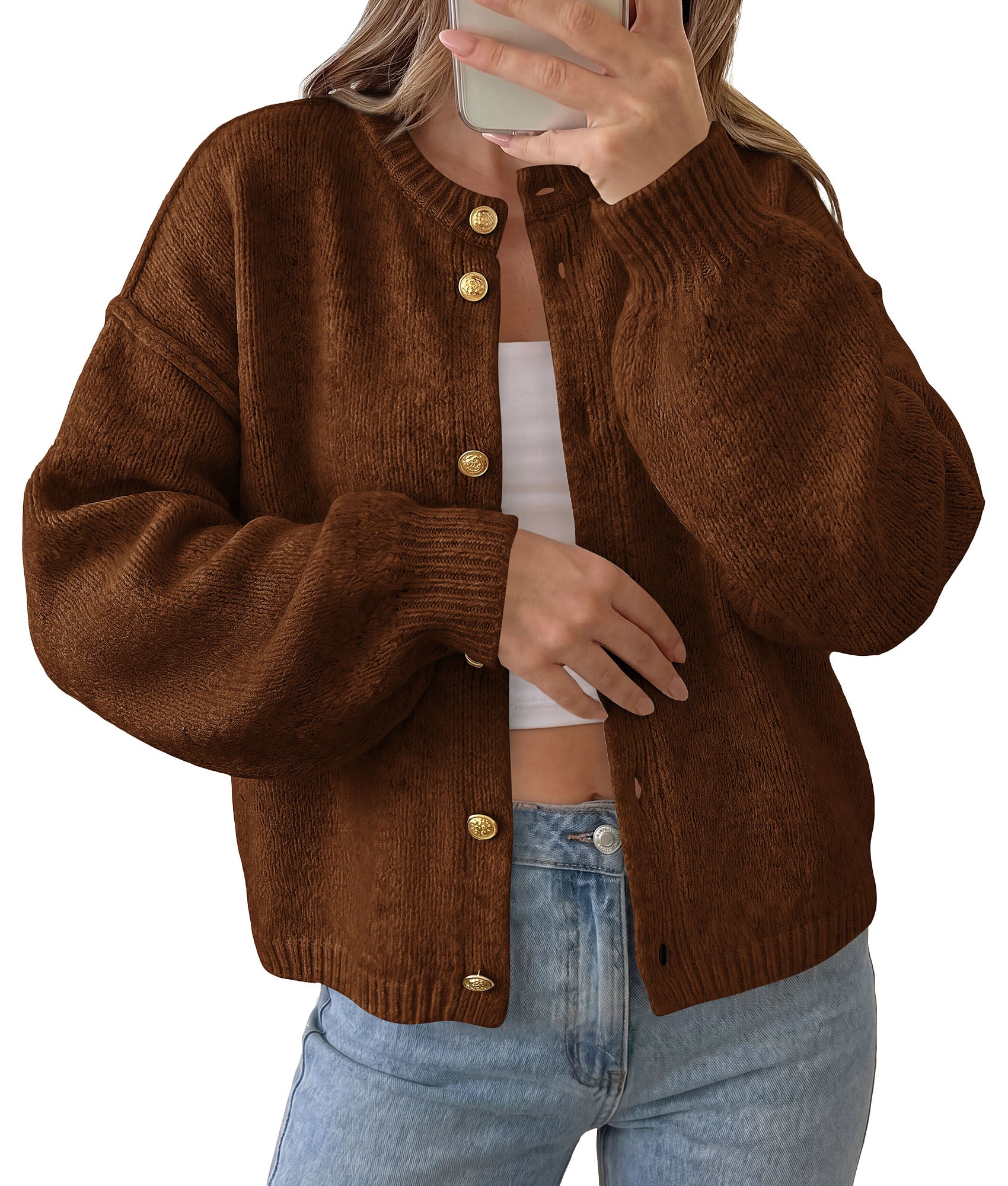 PRETTYGARDEN Women's Button up Chunky Knit Cardigan Sweaters | Crew Neck, Long Sleeve, Oversized Sweaters, Relaxed Fit, Soft Cozy Casual Outerwear, Fall Outfits, Winter Fashion Clothing
