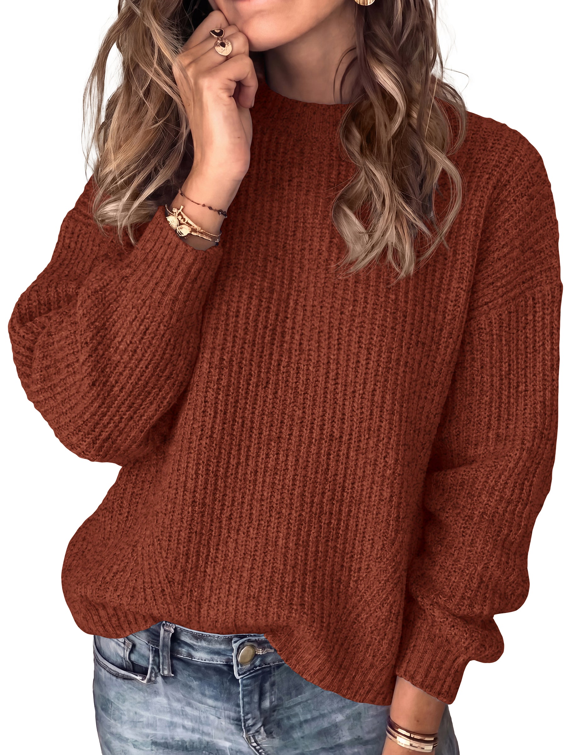 PRETTYGARDEN Women's Crewneck Oversized Sweaters Chunky Knit Long Sleeve Casual Loose Pullover Tops 2026 Trendy Fall Clothes