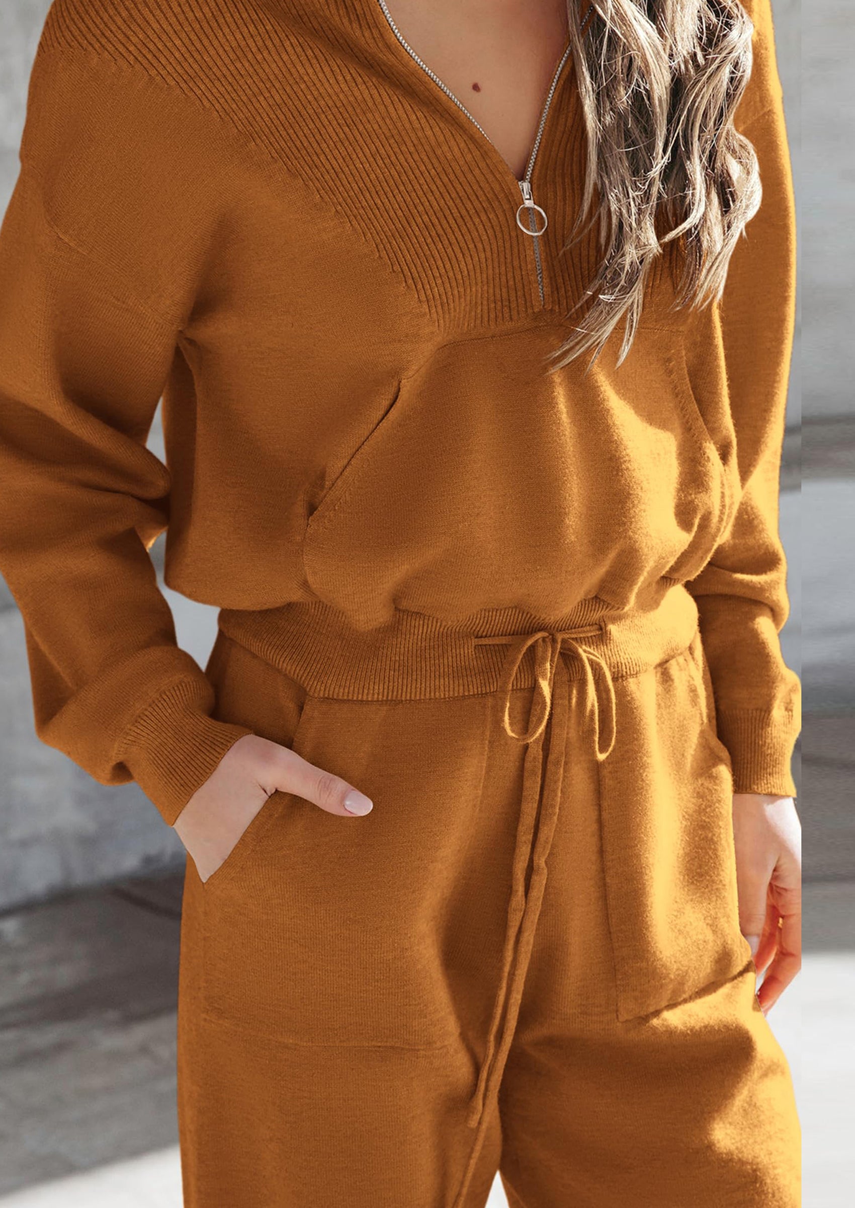 PRETTYGARDEN Women's 2 Piece Sweater Set Pullover Zip Up Sweatshirt Jogger Sweatpants Tracksuit Casual Outfit