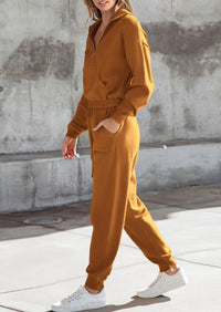 PRETTYGARDEN Women's 2 Piece Sweater Set Pullover Zip Up Sweatshirt Jogger Sweatpants Tracksuit Casual Outfit