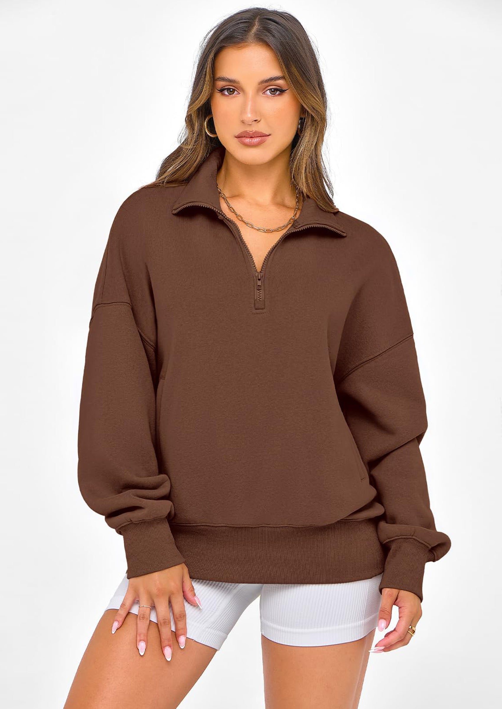 PRETTYGARDEN Womens Half Zip Oversized Sweatshirts Fleece Hoodies Trendy Long Sleeve Pullover Tops Y2k Spring Outfits