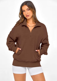 PRETTYGARDEN Womens Half Zip Oversized Sweatshirts Fleece Hoodies Trendy Long Sleeve Pullover Tops Y2k Spring Outfits
