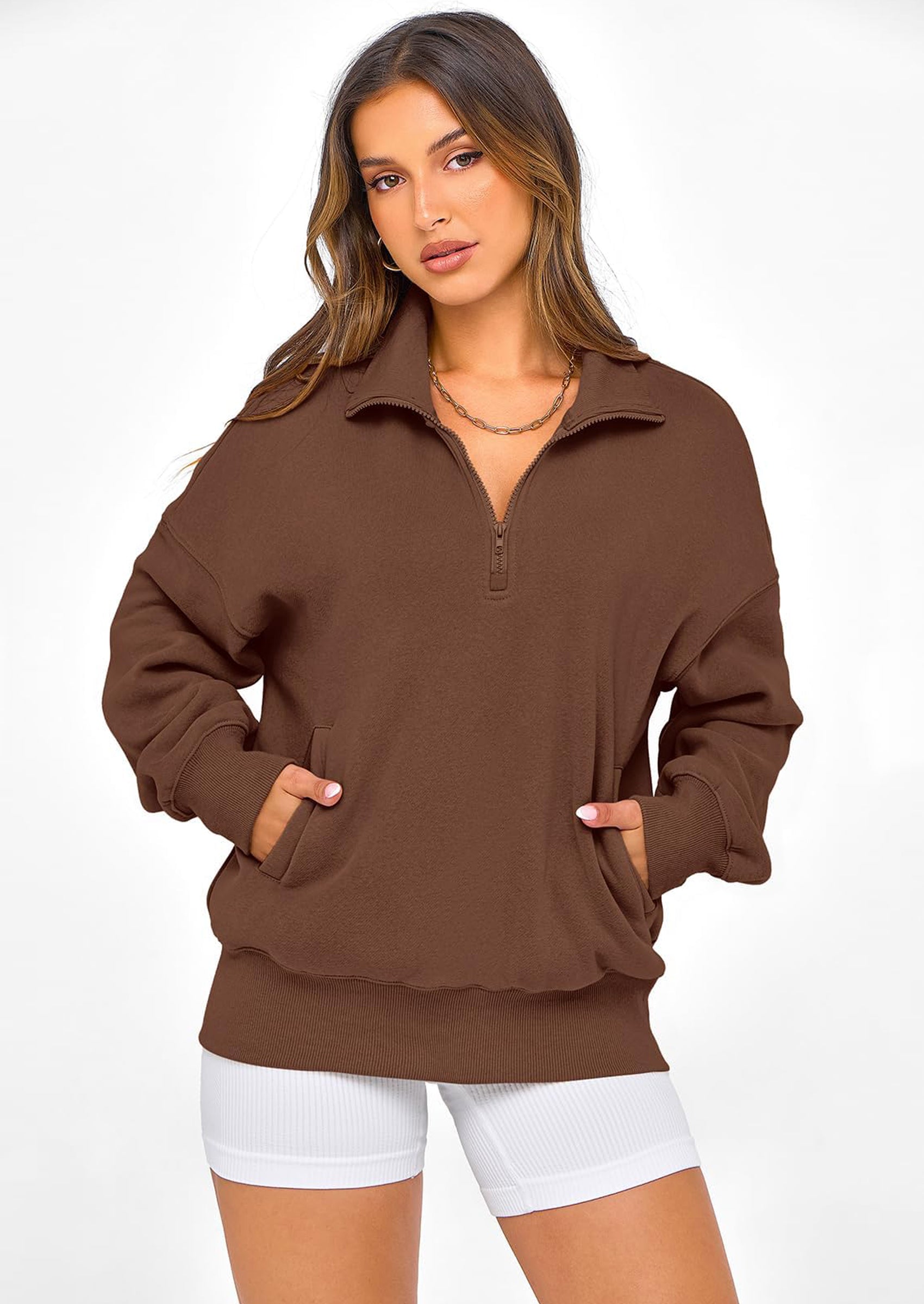 PRETTYGARDEN Womens Half Zip Oversized Sweatshirts Fleece Hoodies Trendy Long Sleeve Pullover Tops Y2k Spring Outfits