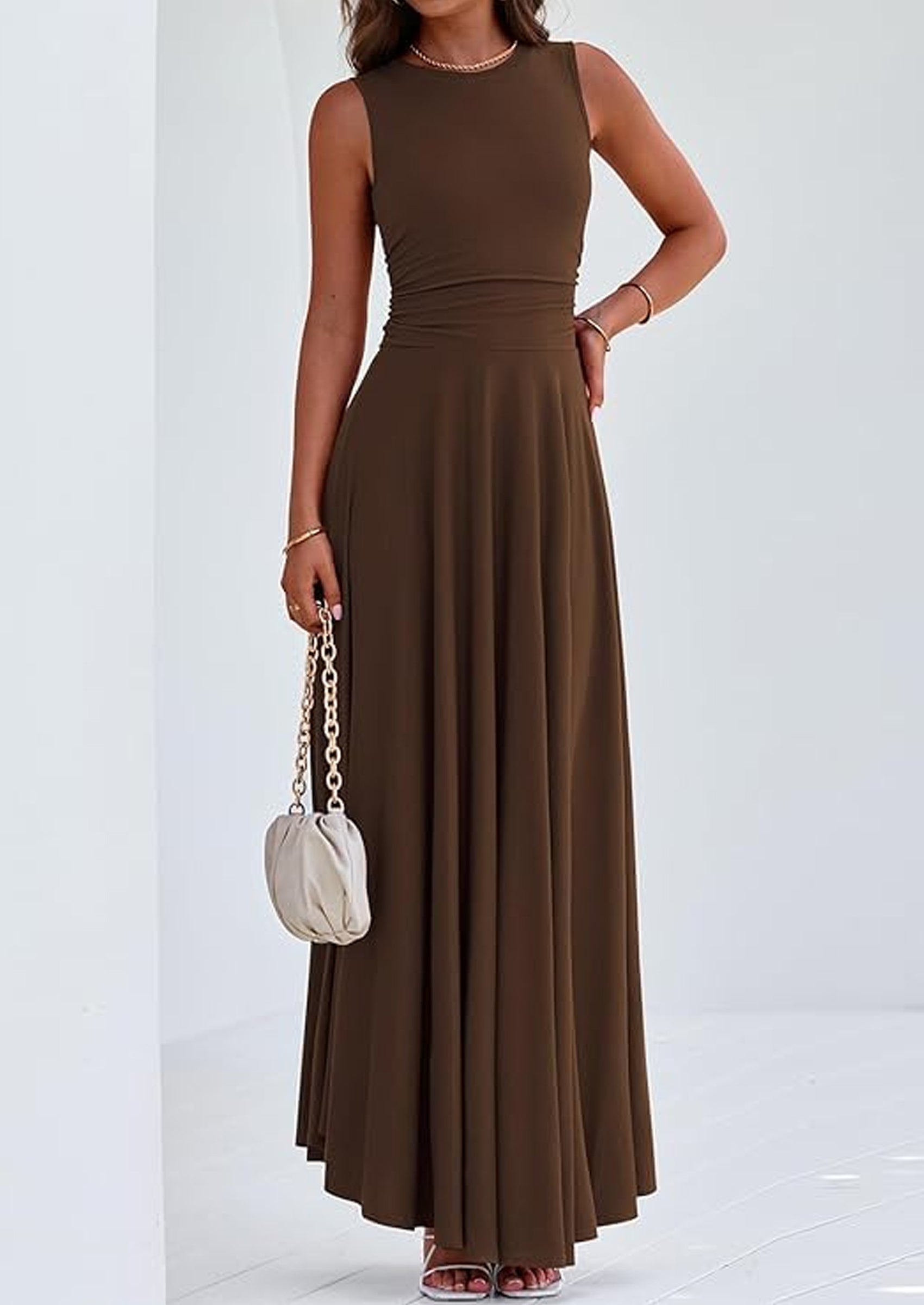 PRETTYGARDEN Womens Spring Dresses Casual Sleeveless Crewneck Aline Maxi Dress Stretch Tank Flowy Long Dresses