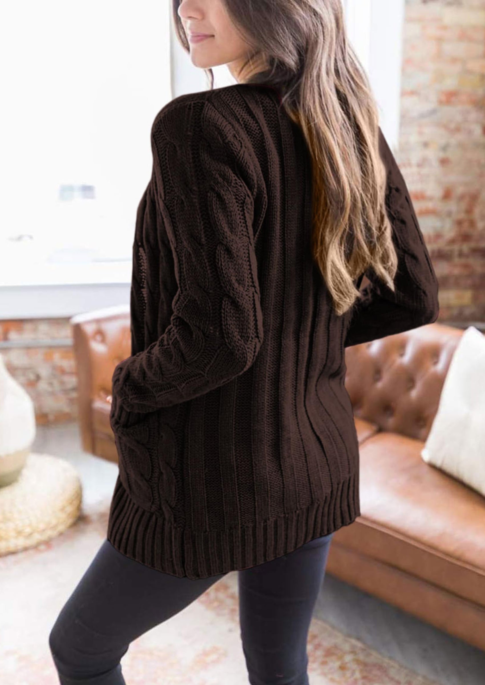 PRETTYGARDEN Women's Open Front Cardigan Sweaters Fall Fashion Button Down Cable Knit Chunky Winter Outerwear Coats