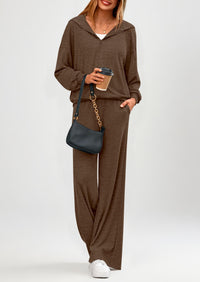 PRETTYGARDEN Women's 2 Piece Fall Lounge Sets Zip Up Hoodie Wide Leg Pants Tracksuit Matching Travel Outfits Clothes