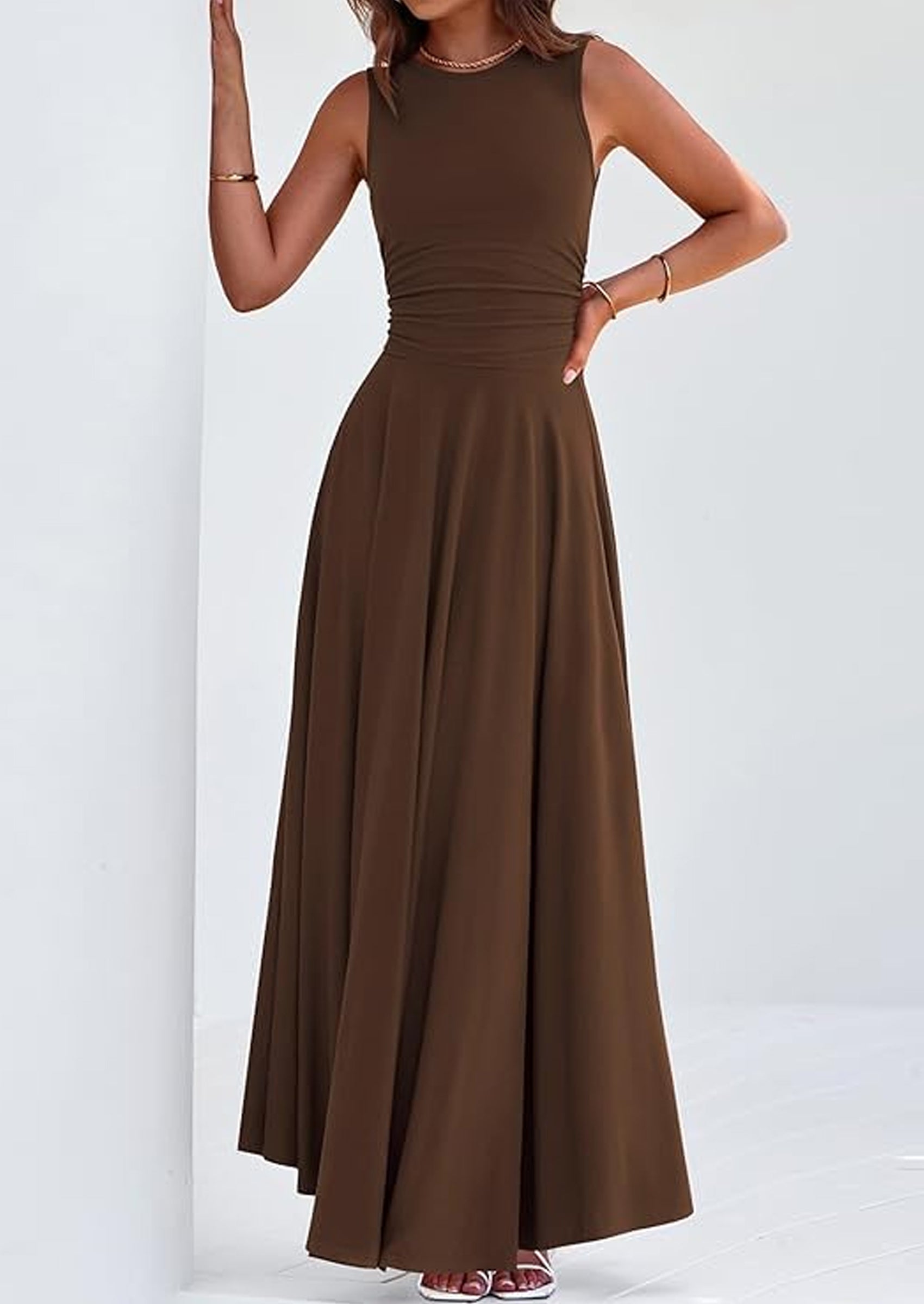 PRETTYGARDEN Womens Spring Dresses Casual Sleeveless Crewneck Aline Maxi Dress Stretch Tank Flowy Long Dresses