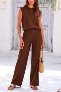 Pullover Tops And Wide Leg Pants Casual Sweater Set