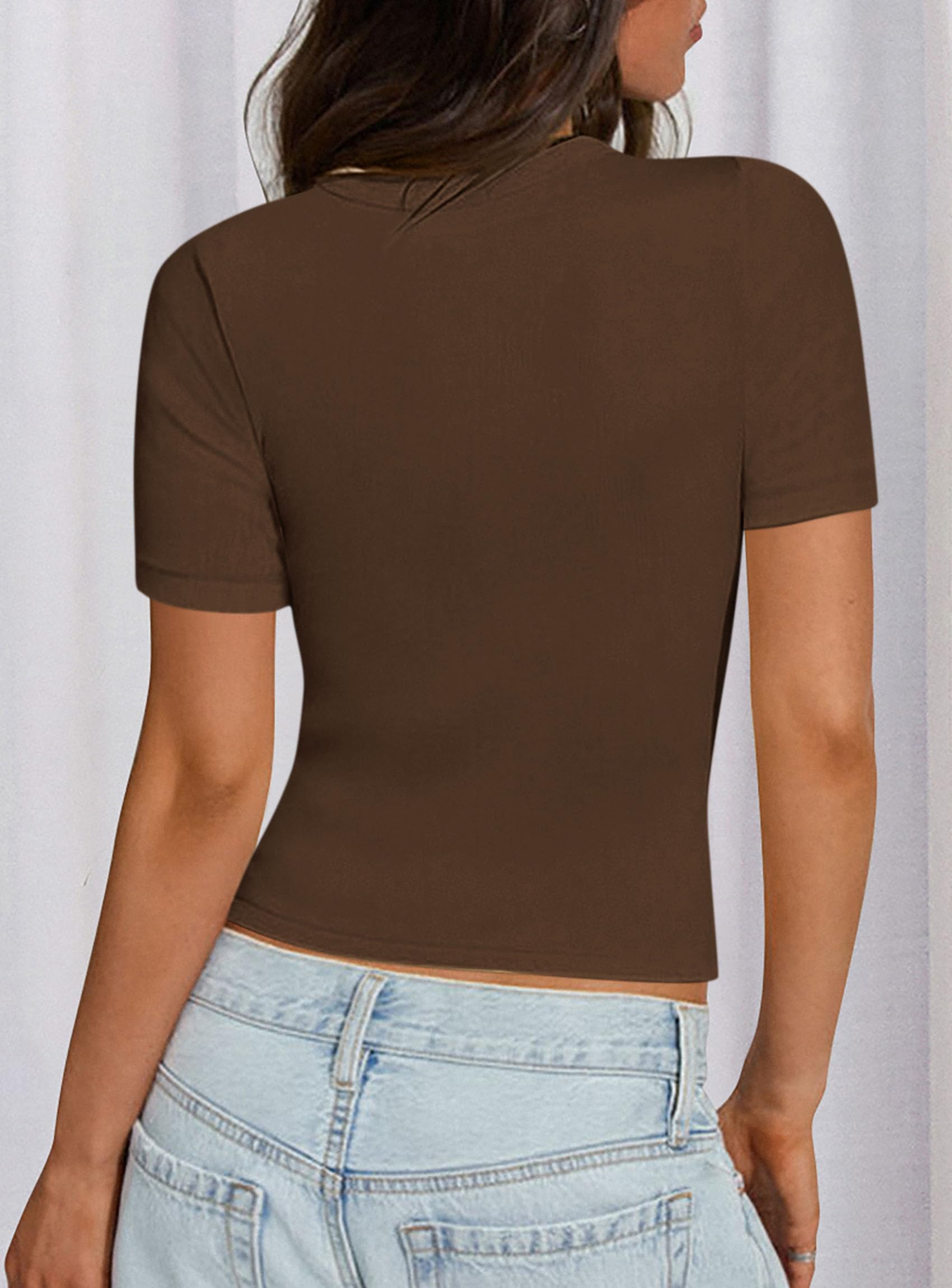 PRETTYGARDEN Women Summer Crew Neck Short Sleeve Tops Ribbed Knit Slim Fit Fashion Basic Tee Shirts Casual Going Out Top PRETTYGARDEN