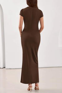 PRETTYGARDEN Womens Summer Maxi Dresses Casual Short Sleeve Crewneck Knit Slit T Shirt Dress Spring Long Beach Sundress PRETTYGARDEN