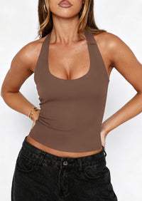 PRETTYGARDEN Women's Summer Halter Tank Tops Y2K Sleeveless Slim Fitted Backless Shirts Going Out Spring Workout Clothes PRETTYGARDEN