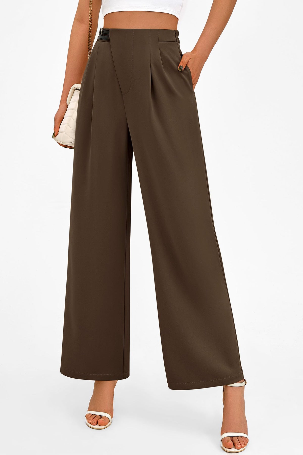 Women's Wide Leg Pants Dressy High Waisted Business Casual Work Office Suit Palazzo Pant Trousers