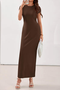 PRETTYGARDEN Womens Summer Maxi Dresses Casual Short Sleeve Crewneck Knit Slit T Shirt Dress Spring Long Beach Sundress PRETTYGARDEN