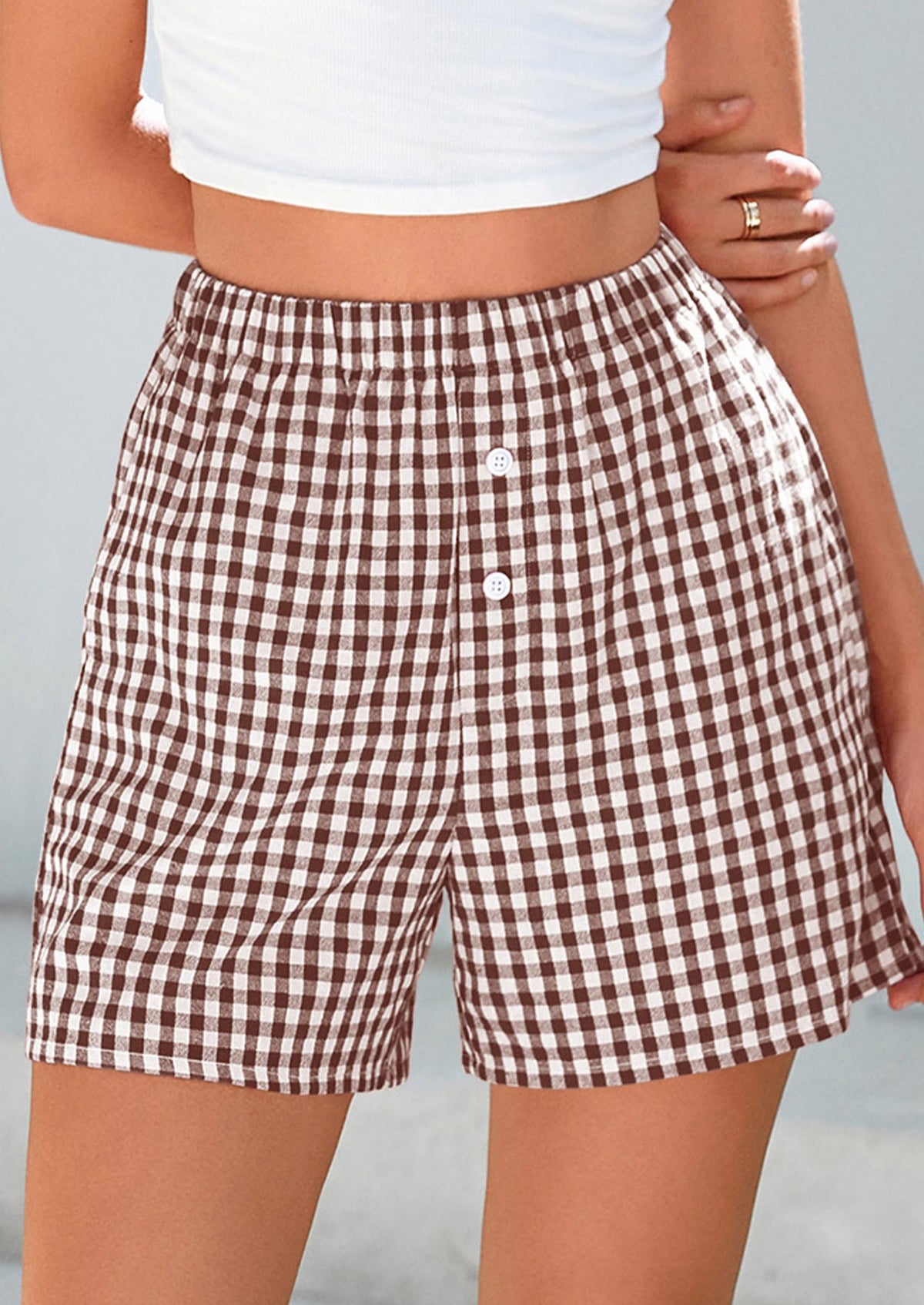 Womens Boxer Shorts 2025 Summer Casual Lounge Sleep Gingham Pajama Y2K Plaid Short Pants with Pockets