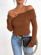 Fall Off Shoulder Sweaters Y2K Long Sleeve Ribbed Knit Fitted Pullover Tops Blouse