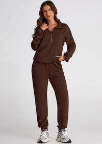 PRETTYGARDEN Long Sleeve Half Zip Sweatsuits Women 2 Piece Outfit Spring Casual Sweatshirt Sweatpants Lounge Set Tracksuit