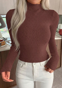 PRETTYGARDEN Long Sleeve T Shirts for Women Fall Fashion Mock Neck Fitted Ribbed Tee Tops Casual Basic Winter Clothing