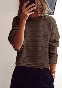 PRETTYGARDEN Womens Sweaters Fall Casual Long Sleeve Crewneck Button Loose Winter Knit Pullover Sweater Tops