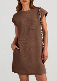 PRETTYGARDEN Women's Summer Short T Shirt Dress Cap Sleeve Crew Neck Casual Loose Basic Mini Dresses