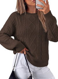 PRETTYGARDEN Womens Cable Knit Sweater Crewneck Pullover | Soft Ribbed Cuffs,Relaxed Fit Long Sleeve Sweaters,Chunky Diamond,Warm Layering,Comfy Daily Wear,Fall Winter Going out Top