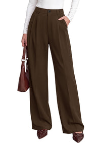 PRETTYGARDEN Women's Dress Pants Wide Leg Flowy Trousers | High Waisted Palazzo Pants, Pleated Front, Side Pockets, Work Office Wear, Business Casual Outfits, Fall Fashion Clothing