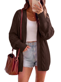 PRETTYGARDEN Chunky Open Front Cable Knit Cardigan Sweaters for Women Coats Loose Fit Batwing Long Sleeve Sweater, Soft Cozy Casual Cardigans, Holiday Travel Vacation Outfits, Trendy Fashion Outerwear
