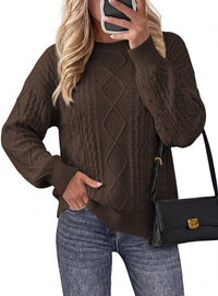 PRETTYGARDEN Womens Cable Knit Sweater Crewneck Pullover | Soft Ribbed Cuffs,Relaxed Fit Long Sleeve Sweaters,Chunky Diamond,Warm Layering,Comfy Daily Wear,Fall Winter Going out Top