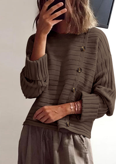 PRETTYGARDEN Womens Sweaters Fall Casual Long Sleeve Crewneck Button Loose Winter Knit Pullover Sweater Tops