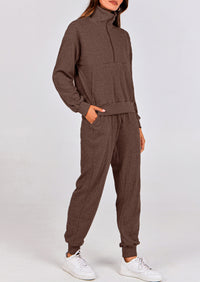 PRETTYGARDEN Women's Fall 2 Piece Lounge Sets Zip Up Sweatshirt Jogger Pants Sweat Track Suits Travel Outfit Winter Clothing