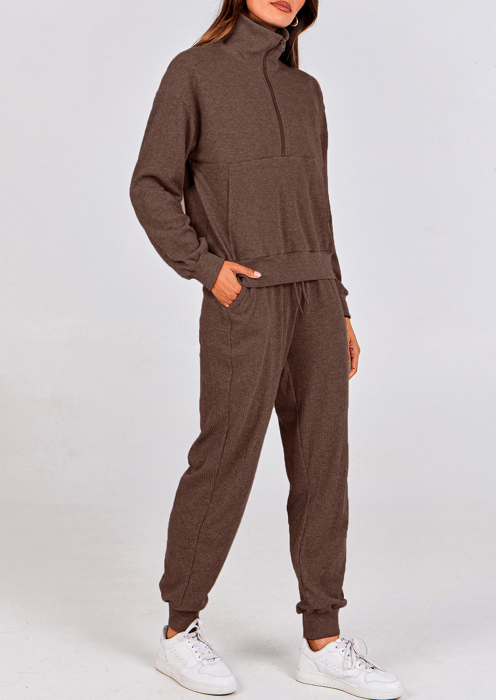 PRETTYGARDEN Women's Fall 2 Piece Lounge Sets Zip Up Sweatshirt Jogger Pants Sweat Track Suits Travel Outfit Winter Clothing