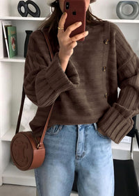 PRETTYGARDEN Womens Sweaters Fall Casual Long Sleeve Crewneck Button Loose Winter Knit Pullover Sweater Tops