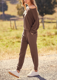 PRETTYGARDEN Women's Fall 2 Piece Lounge Set Long Sleeve Tops Ribbed Pants Spring Matching Sweatsuit Travel Outfits Clothes